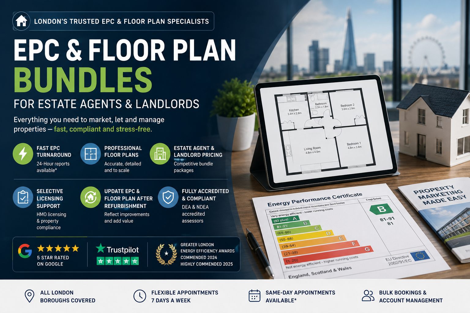 EPC and floor plan services for estate agents, landlords and property investors in London — EPCRATE